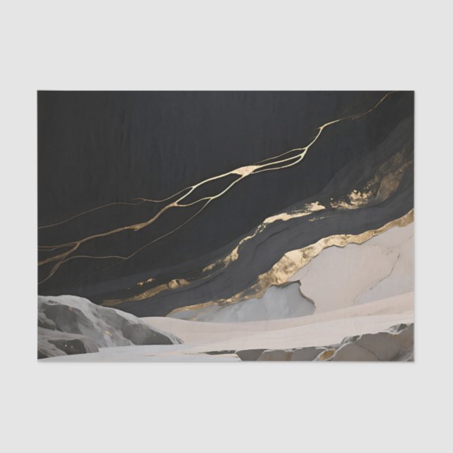 Papel De Seda Black Gold Marble Landscape (Frente )