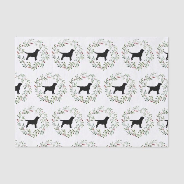 Papel De Seda Black Labrador Retriever Christmas Wreath Dog (Frente )