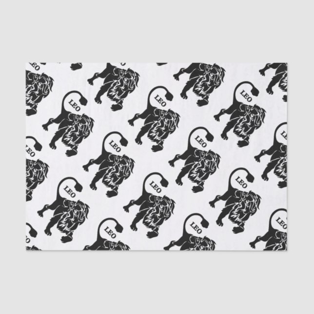 Papel De Seda Black Leo Lion Zodiac (Frente )