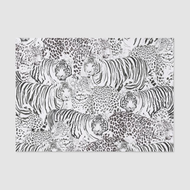 Papel De Seda Black Leopard Tiger Animals Pattern (Frente )