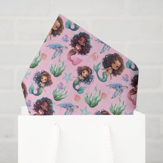 Papel De Seda Black Mermaid Tissue Paper in Pink (Sacola de presentes)