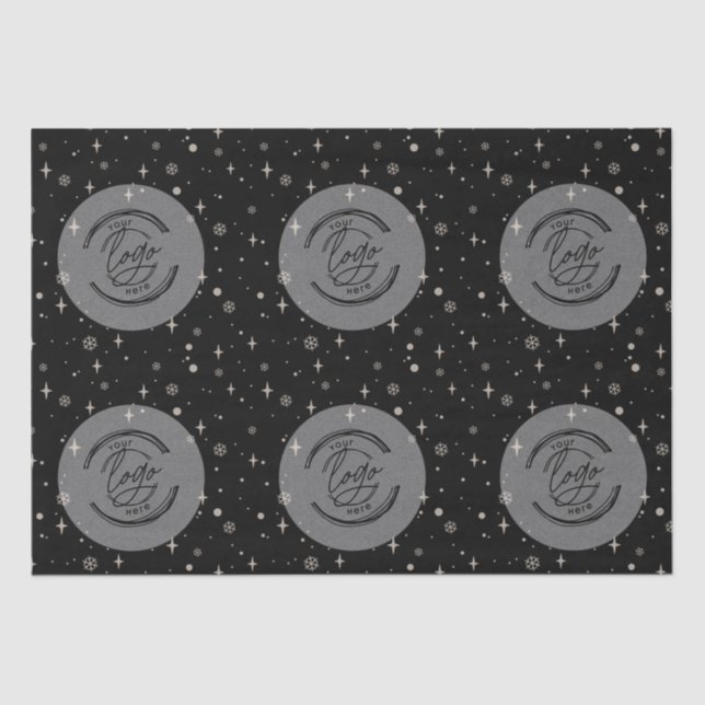 Papel De Seda Black Merry Christmas Business Logo Snowflake Tiss (Frente )