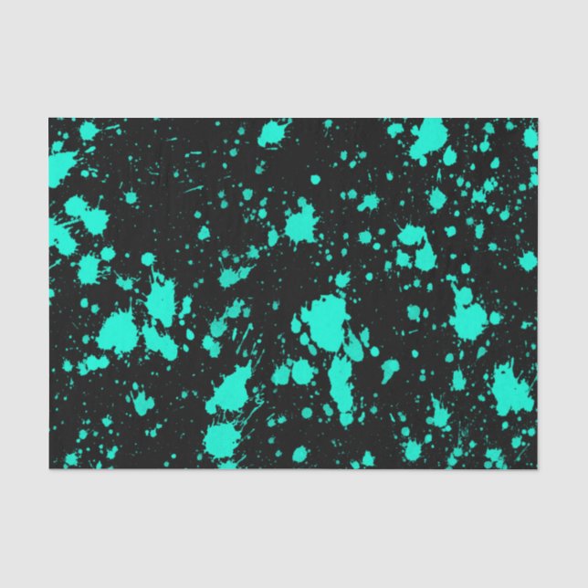 Papel De Seda Black Mint Paint Splatter Artistic Splash Creative (Frente )