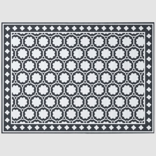 Papel De Seda Black Modern Bone Inlay Decoupage Paper (Frente )