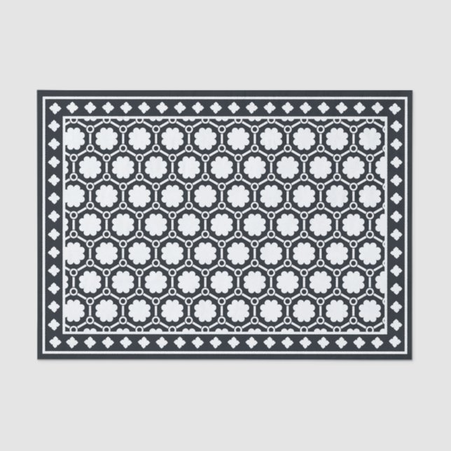 Papel De Seda Black Modern Bone Inlay Decoupage Paper (Frente )