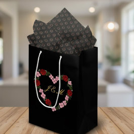 Papel De Seda Black muslin paper with a pink and red heart 