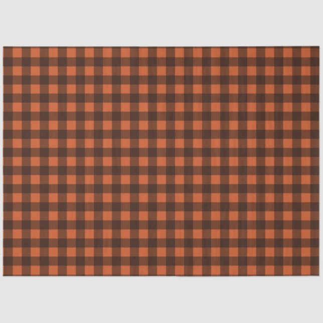 Papel De Seda Black & Orange Checkered Tissue Paper (Frente )