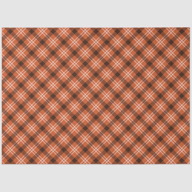 Papel De Seda Black & Orange Gingham Tissue Paper (Frente )
