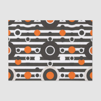 Papel De Seda Black Orange Retro Circle Stripe