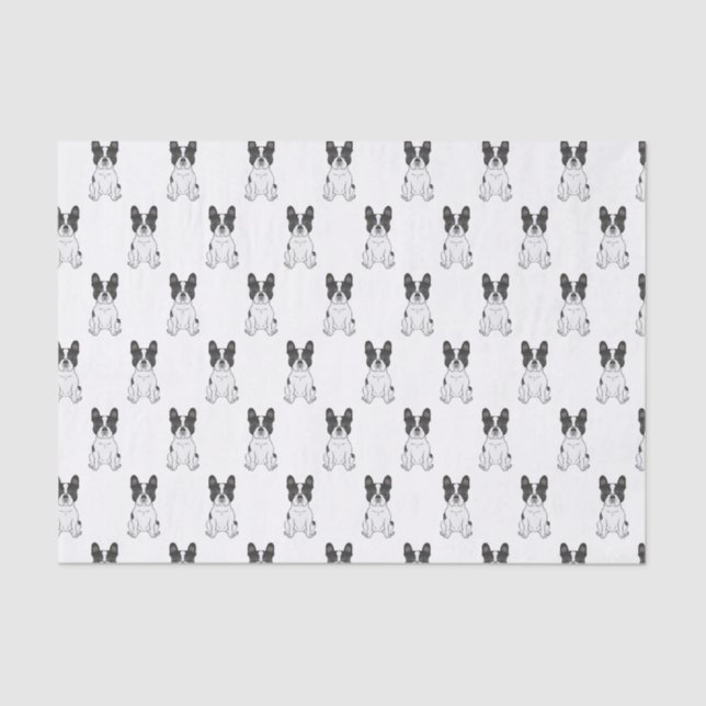 Papel De Seda Black Piebald French Bulldog / Frenchie Pattern (Frente )