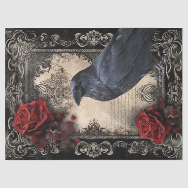 Papel De Seda Black Raven Floral (Frente )