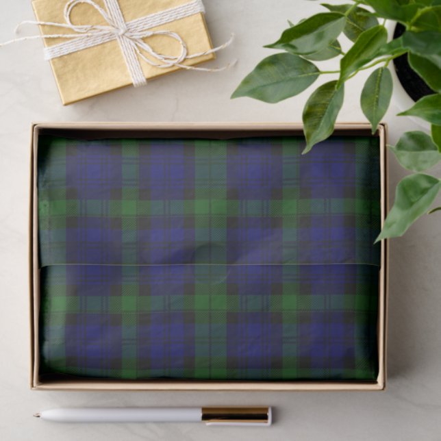 Papel De Seda Black Watch Tartan Blue Green Xadrez (Presente)