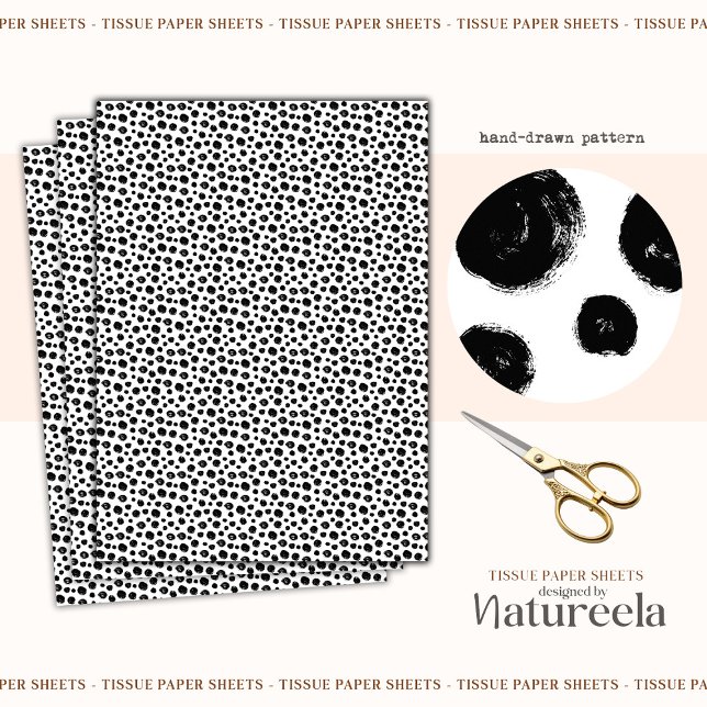Papel De Seda Black White Abstract Dots Collage Tissue Paper (Criador carregado)