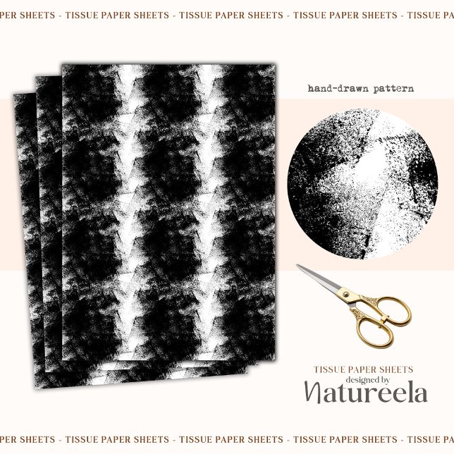 Papel De Seda Black White Brushstrokes Collage Tissue Paper (Criador carregado)