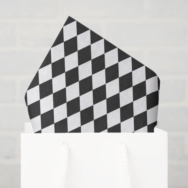 Papel De Seda Black & White Harlequin Diamonds (Sacola de presentes)