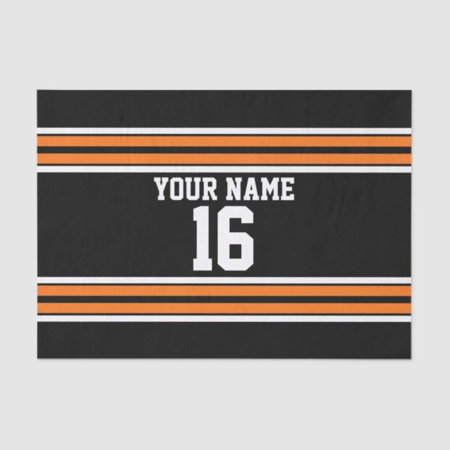 Papel De Seda Black with Orange White Stripes Team Jersey (Frente )