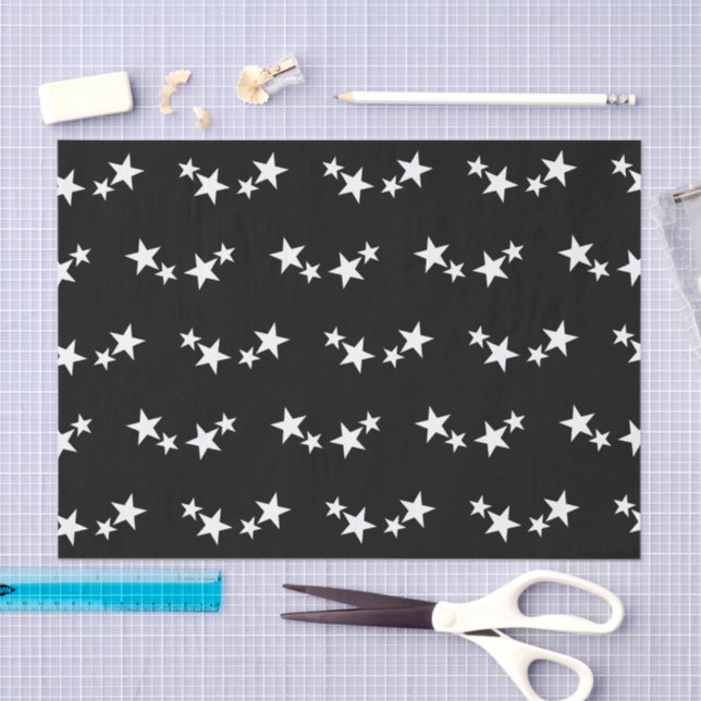 Papel De Seda Black with white stars (Arte )