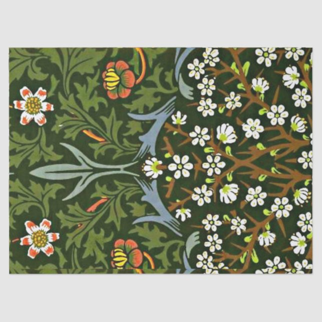Papel De Seda Blackthorn, famoso padrão William Morris, (Frente )