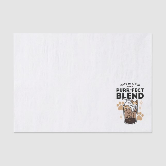 Papel De Seda Blend Puro: Arte de Gato e Café para Pet-Lovers (Frente )