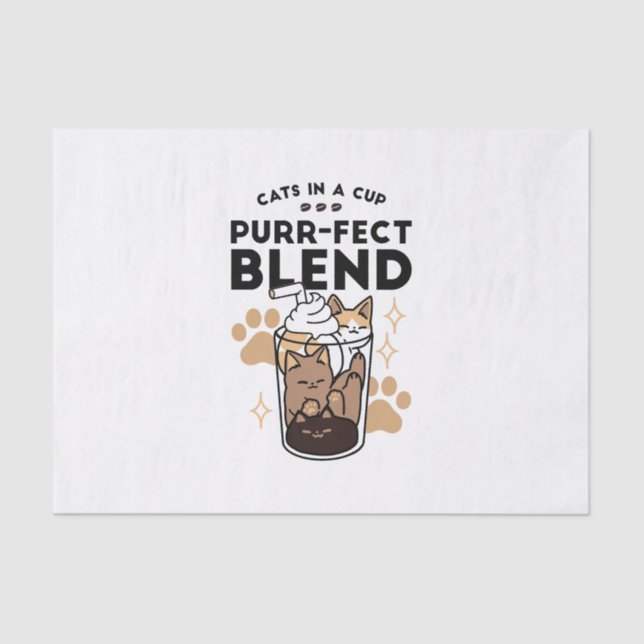 Papel De Seda Blend Puro: Arte de Gato e Café para Pet-Lovers (Frente )