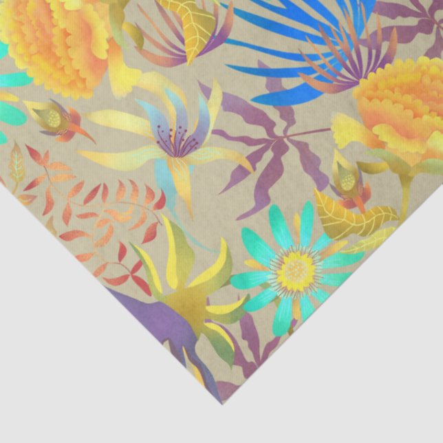 Papel De Seda Blooming Mystical Floral Grey (Detalhes)