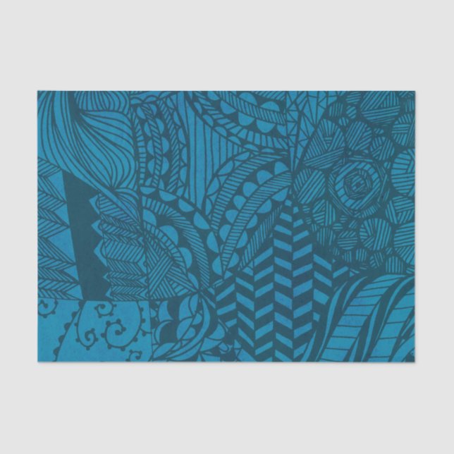 Papel De Seda Blue Abstract Art Pattern (Frente )