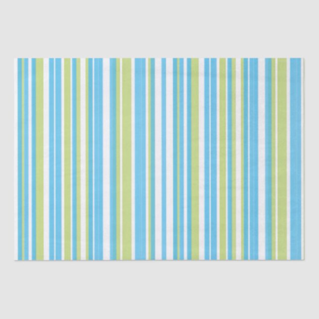 Papel De Seda Blue and Lime Green Striped  Tissue Paper (Frente )