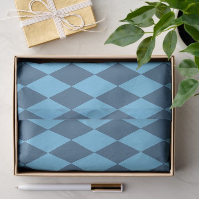 Papel De Seda Blue Bavaria Rhombus Flag Pattern (Presente)