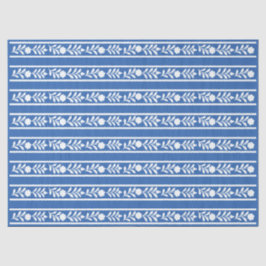 Papel De Seda Blue Bone Inlay Floral Border Decoupage Paper