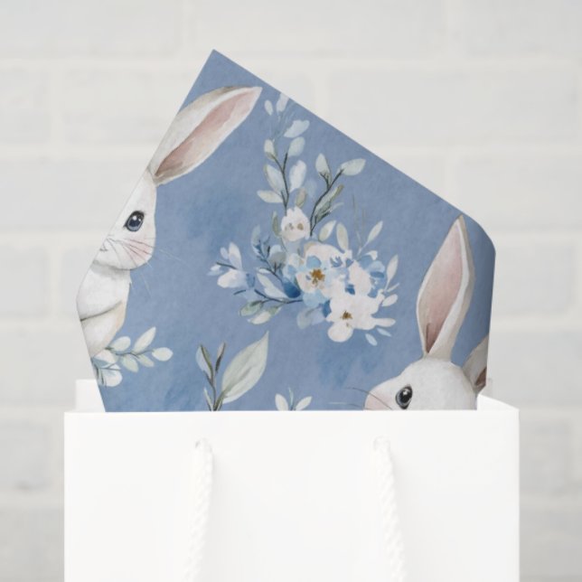 Papel De Seda Blue Bunny Wishes – Custom Easter Wrapping Paper (Sacola de presentes)