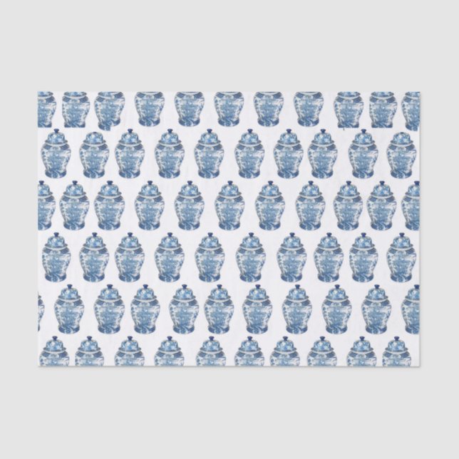 Papel De Seda Blue Chinoiserie Ginger Jar Jars  (Frente )