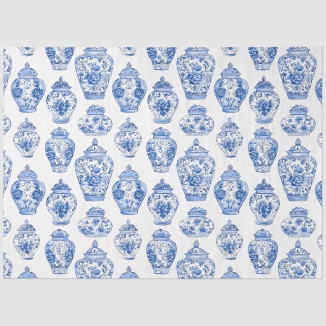 Papel De Seda Blue Chinoiserie Pattern  (Frente )