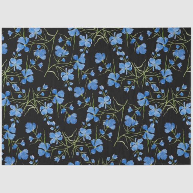 Papel De Seda Blue Cosmos Flowers (Frente )