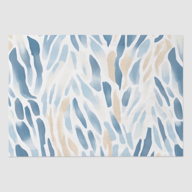 Papel De Seda Blue Cream Abstrato Beach (Frente )
