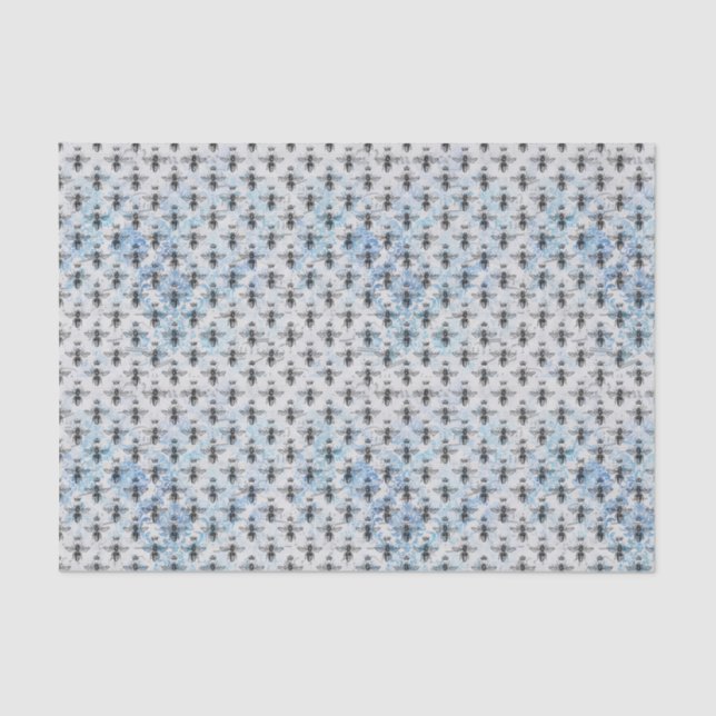 Papel De Seda Blue Damask Queen Bee (Frente )