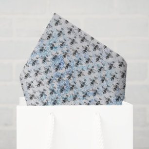 Papel De Seda Blue Damask Queen Bee