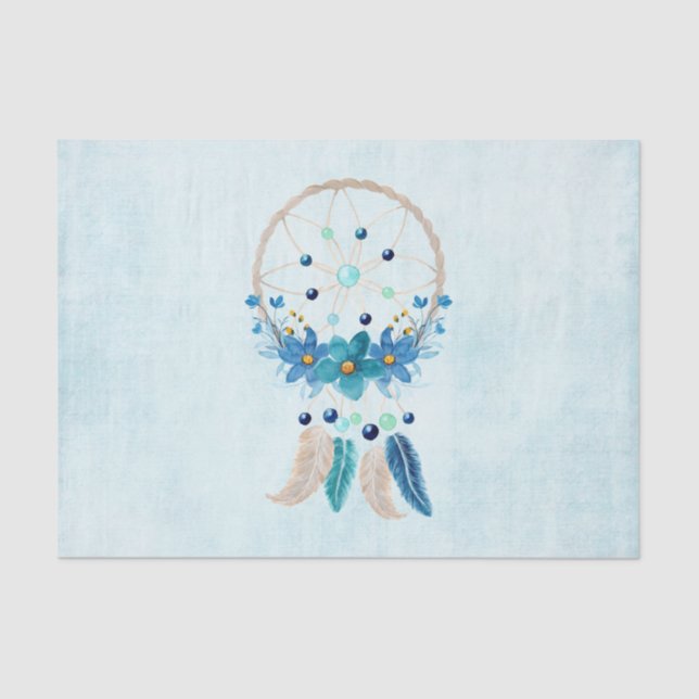 Papel De Seda Blue Dreamcatcher Na moda Boho Design (Frente )