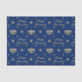 Papel De Seda Blue e Ouro Happy Hanukkah