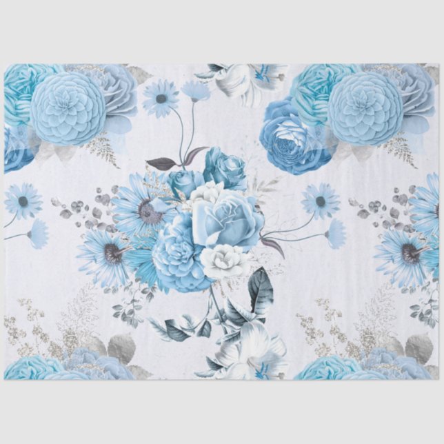 Papel De Seda Blue Floral Series Design 1 (Frente )