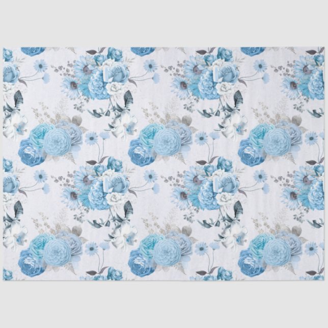 Papel De Seda Blue Floral Series Design 4 (Frente )
