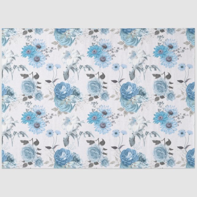 Papel De Seda Blue Floral Series Design 5 (Frente )