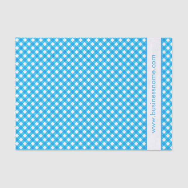 Papel De Seda Blue Gingham Custom Text (Frente )
