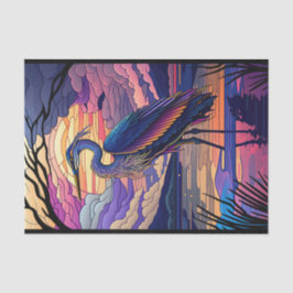 Papel De Seda Blue Heron no Sunset