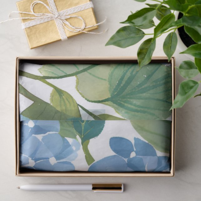 Papel De Seda Blue Hydrangeas | Belo Jardim Floral (Presente)