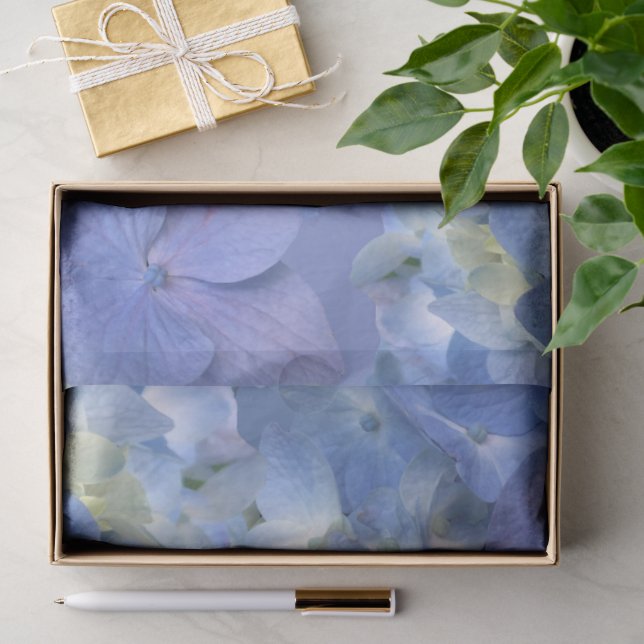Papel De Seda Blue Hydrangeas Blooms (Presente)