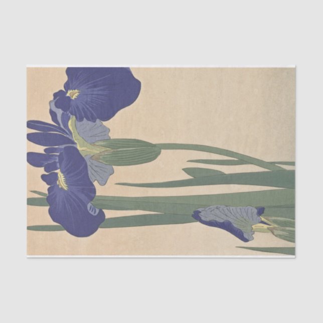 Papel De Seda Blue Irises de Ohara Koson (Frente )