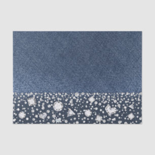 Papel De Seda Blue Jean Denim & Diamantes Brilho Diamante Glamou