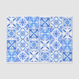 Papel De Seda Blue Majolica Padrão de azulejos de francês grego
