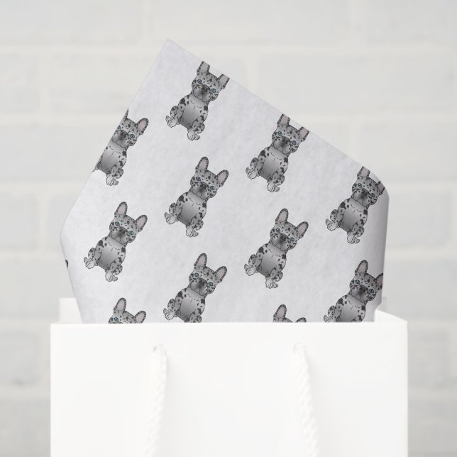 Papel De Seda Blue Merle French Bulldog / Frenchie Dog Patterno (Sacola de presentes)