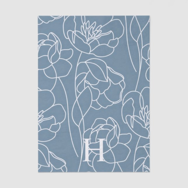Papel De Seda Blue Modern Wildflower (Frente )